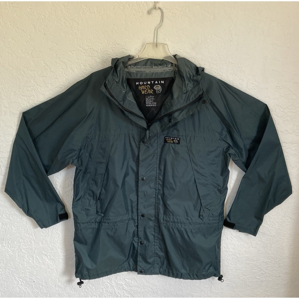 Mountain Hardwear Hooded Full Zip Windbreaker  Green Jacket Men's Size M Flaw